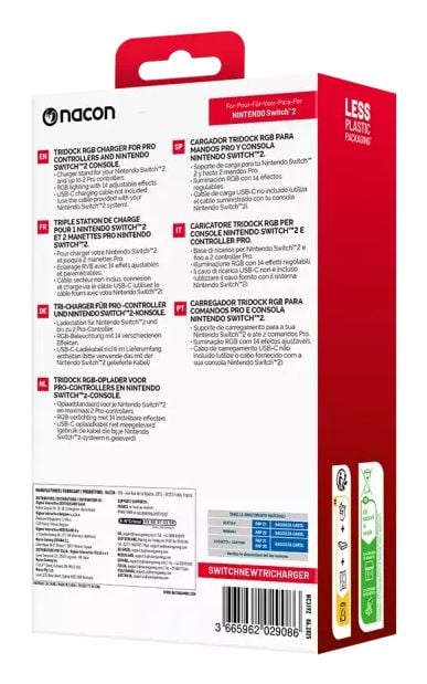 NACON NA029086, Latausjärjestelmä, Nintendo Switch 2, musta, Sininen, Vihreä, Punainen, Nintendo, Switch 2