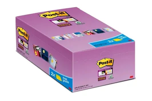 3M 65516SYP, Suorakulmio, Keltainen, Paperi, PEFC, 127 mm, 76 mm