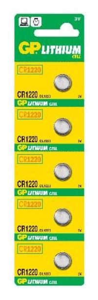 GP Batteries Lithium Cell CR1220, Engangsbatteri, CR1220, Lithium, 3 V, 5 stykker, 36 mAh