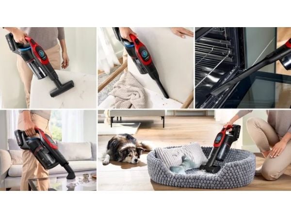 Bosch BCS1041PET, Sauvaimuri, Pussiton, musta, Punainen, 0,4 L, Kuiva, HEPA