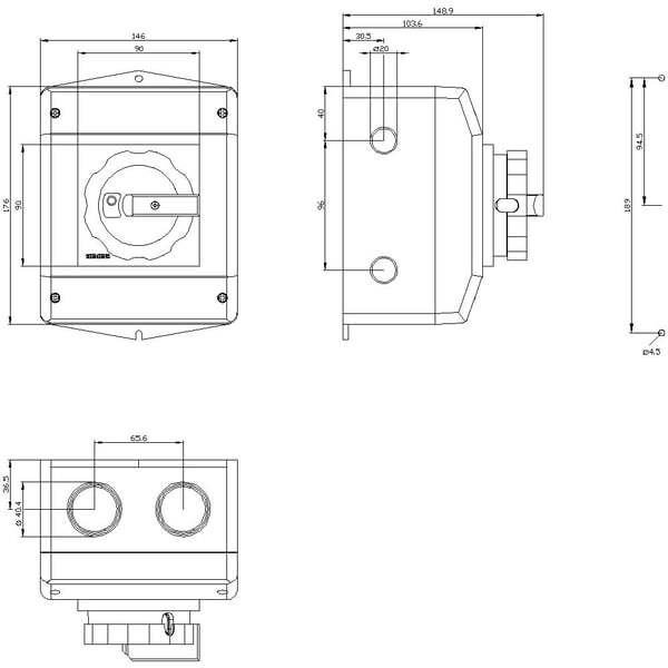Lajittelu 4-poletti 35 mm² 63 A 690 V/AC Siemens 3LD25651TC51