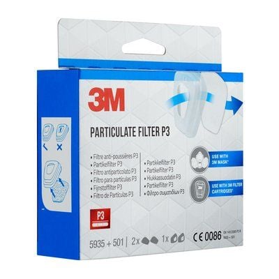 3M 5935PRO2 hiukkassuodatin FFP3, 2 paria + 1 pari pidikkeitä