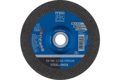 PFERD EH 180-2,5 SG STEELOX, Stål, Rustfritt stål, PFERD, 18 cm, 8500 o/min, 25 stk