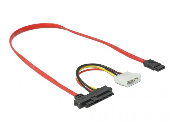 Delock - SATA/SAS-kabel - SAS 12Gbit/s - 4 pin intern effekt, 29-stifts intern SAS (SFF-8482) till SATA (hona) - 50 cm
