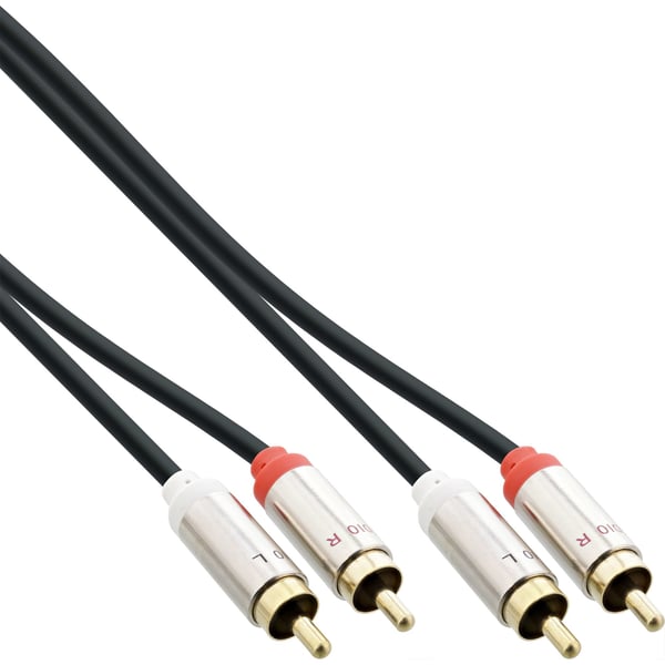 InLine 99264, 2 x RCA, hankontakt, 2 x RCA + USB, hankontakt, 0,5 m, svart