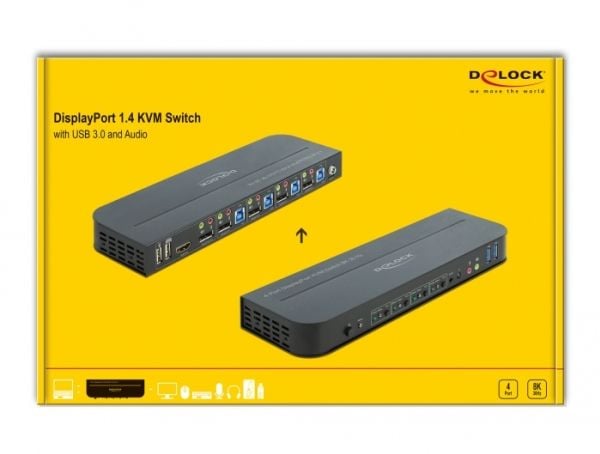 Delock DisplayPort 1.4 KVM Switch 8K 30 Hz with USB 3.0 and Audio - KVM / lyd / USB-svitsj - 4 x KVM/lyd/USB - 1 lokalbruker - stasjonær Delock DisplayPort 1.4 KVM Switch 8K 30 Hz with USB 3.0 and Audio - KVM / lyd / USB-svitsj - 4 x KVM/lyd/USB - 1 lokalbruker - stasjonær