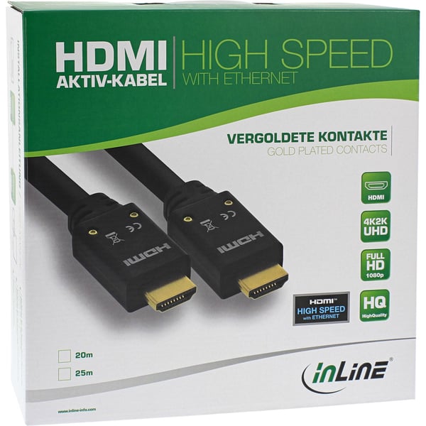 INLINE høyhastighets - HDMI-kabel med Ethernet - HDMI hann til HDMI hann - 10 m - trippel isolasjon - svart - støpt, 4K-støtte, aktiv