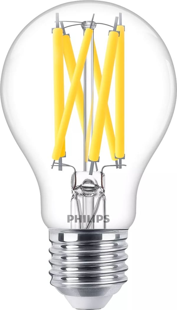 Philips LED Classic - LED-filamentlyspære - form: A60 - klar finish - E27 - 10.5 W (ekvivalent 100 W) - klasse D - varmglødslys - 2200-2700 K