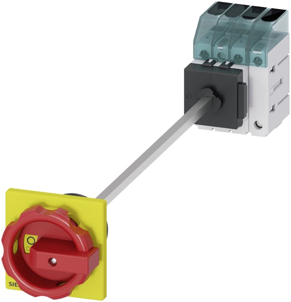 Siemens lastbryter, rød, gul, 4-polet, 16 mm², 25 A, 690 V/AC, 3LD31480TL53, 4P, IP65, 60 mm, 68 mm, 83 mm, 420 mm