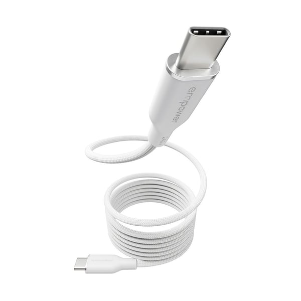 empower by PanzerGlass Magnetic 240 W USB-C–USB-C-kaapeli | USB 2.0 | 1,5 m | hopeanvalkoinen