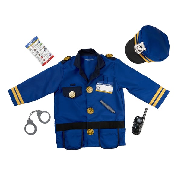 Melissa & Doug MPP RLP PoliceOfficerCstmRlplySet GML, Fancy kostyme, Barn, Unisex, Uniform, Politi, Blå, Gult