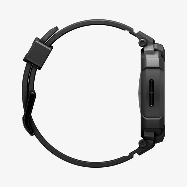 Spigen Rugged Armor Pro, Kotelo + hihna, Älykello, musta, Samsung, Watch 8 (40mm), Termoplastinen polyuretaani (TPU)