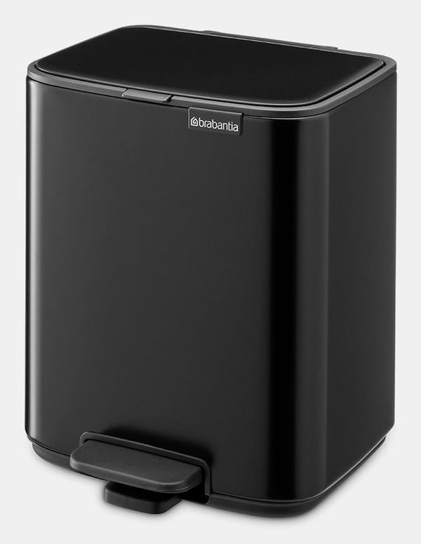 Brabantia Bo, 7 l, Rektangulär, Stål, Svart, Plast, Pedal