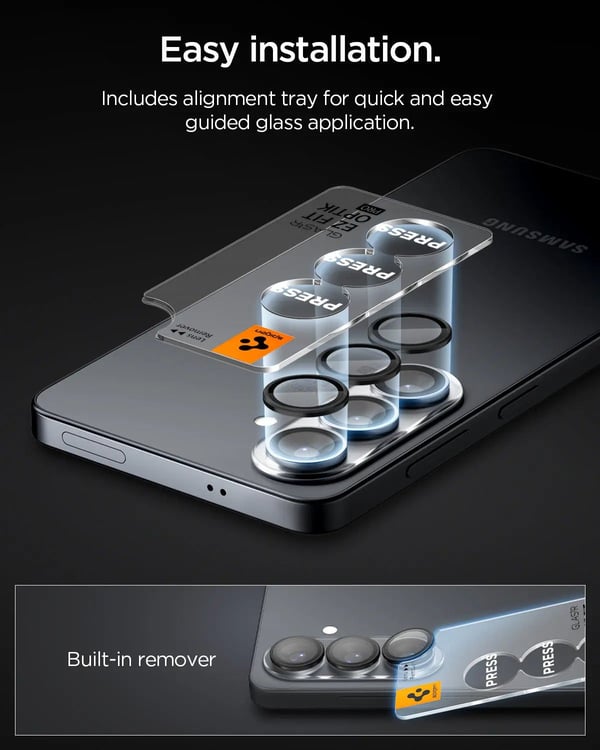 Spigen GLAS.tR EZ Fit Optik Pro HD, Samsung, Galaxy S26, Svart, 2 stykker
