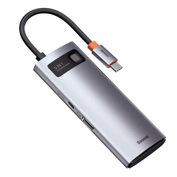 Baseus Metal Gleam, USB 3.2 Gen 1 (3.1 Gen 1) Type-C, 100 W, Grå, 4K Ultra HD, 60 hz, HDMI, USB 2.0, USB 3.2 Gen 1 (3.1 Gen 1) Type-A, USB 3.2 Gen ...