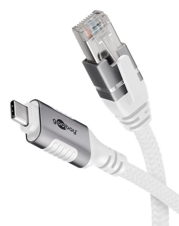 Goobay 74179 USB-C til RJ45 Ethernet-adapterkabel 7,5 m Cat6 1 Gbit/s, hvit