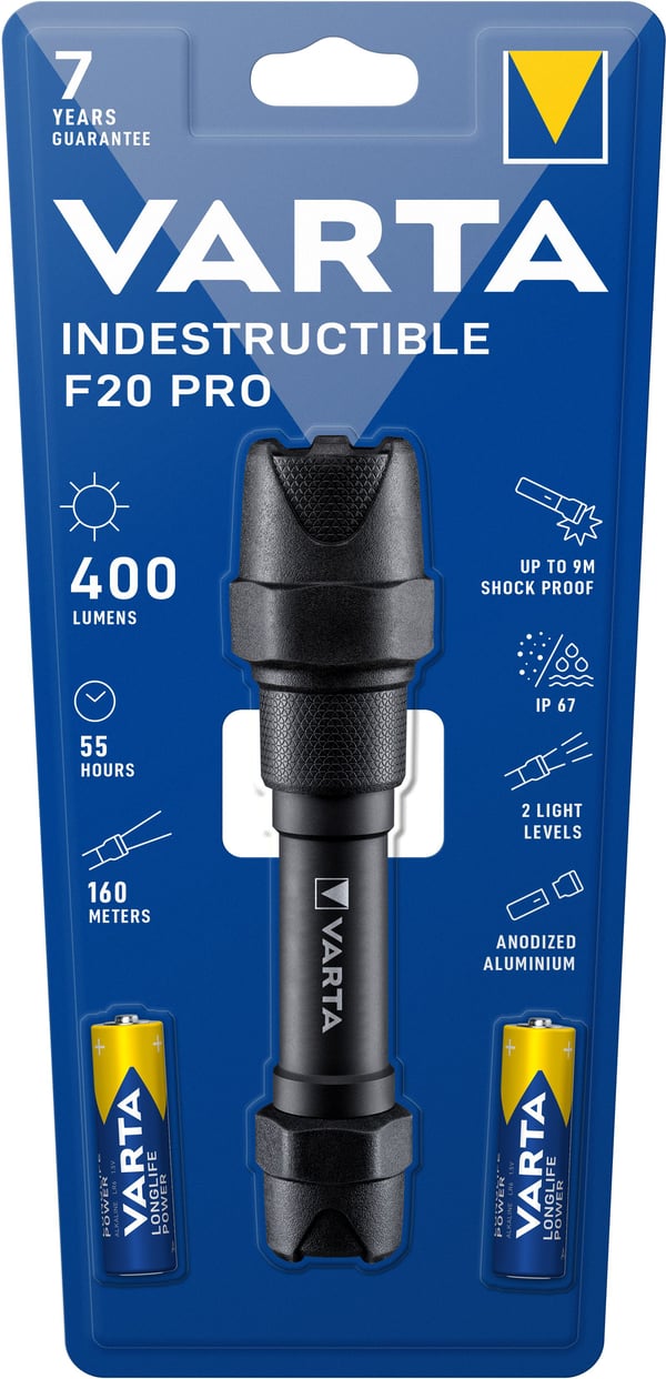 Varta Indestructible F20 Pro - Ficklampa - LED - 2-läge - 6 W