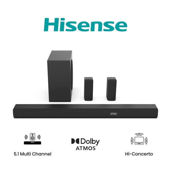 Hisense AX5100Q soundbar 5.1-kanavainen Dolby Atmos DTS:X Bluetooth musta