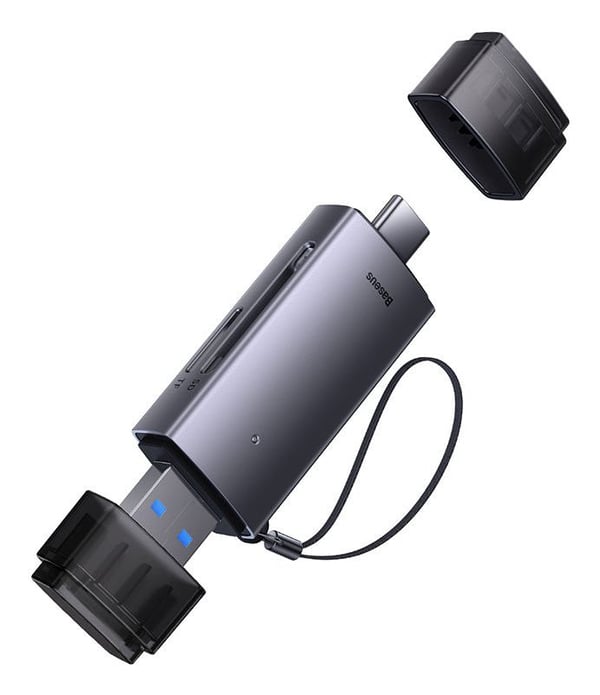 Baseus WKQX060113, MicroSD (TransFlash), SD, harmaa, 832 Mbit/s, USB 3.0 Type-A/Type-C, 22 mm, 76 mm