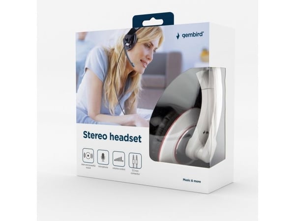 Gembird MHS-001-GW - Hodesett - full størrelse - kablet - glanshvit