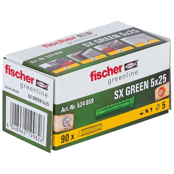 Fischer 524859, Veggplugg, Murstein, Betong, 25 mm, 5 mm, 3,5 cm, 3 mm