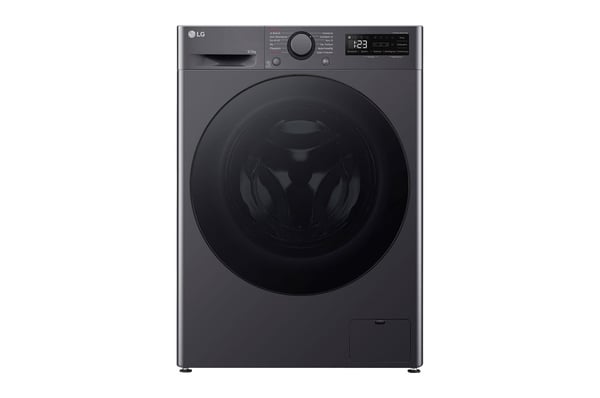 LG V5WD95SLIMB, Edestä täytettävä, Vapaasti seisova, Musta, Vasen, Medium black, Musta