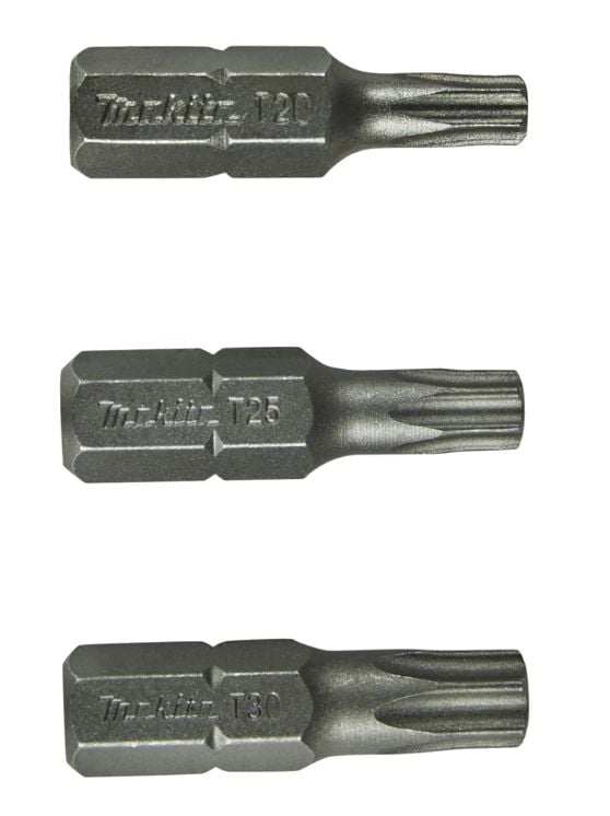 Makita B-24533, 3 kpl, Risti, 1/4", T20, T25, T30, 25 mm