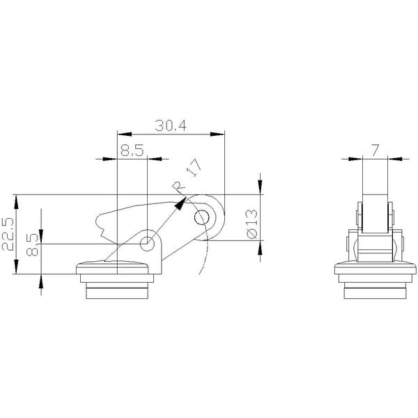 Siemens 3SE50000AF121AJ0 3SE5000-0AF12-1AJ0 Käyttöpää, kulmarullavipu, ruostumattomasta teräksestä valmistettu vipu, muovirulla, 1 kpl, 25 g, 95 mm...