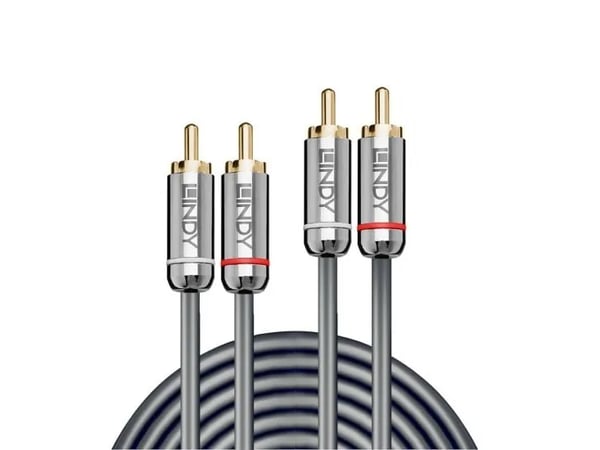 Lindy 35345, 2 x RCA, manlig kontakt, 2 x RCA, manlig kontakt, 1 m, antracit