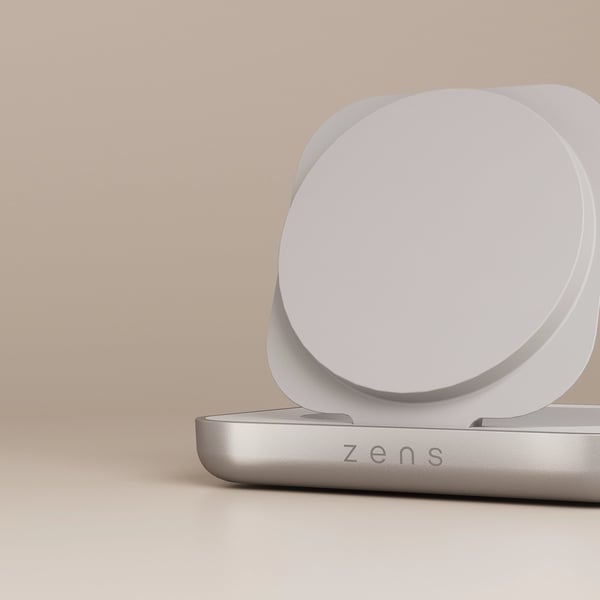 ZENS ZESC20W/00 magnetisk trådlös sängbordsladdare 15 watt Qi2, vit/silver