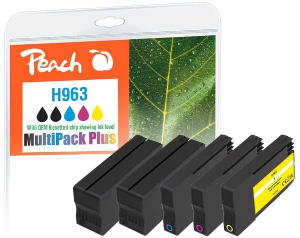 Peach 6ZC70AE, musta, Syaani, Magenta, Keltainen, 30 ml, 14 ml, 5 kpl, 1000 sivua, Monipakkaus