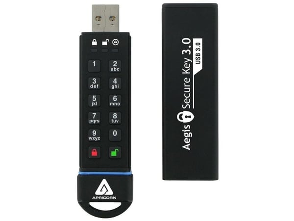 Apricorn Aegis Secure Key 3.0 - USB-flashstasjon - kryptert - 240 GB - USB 3.0