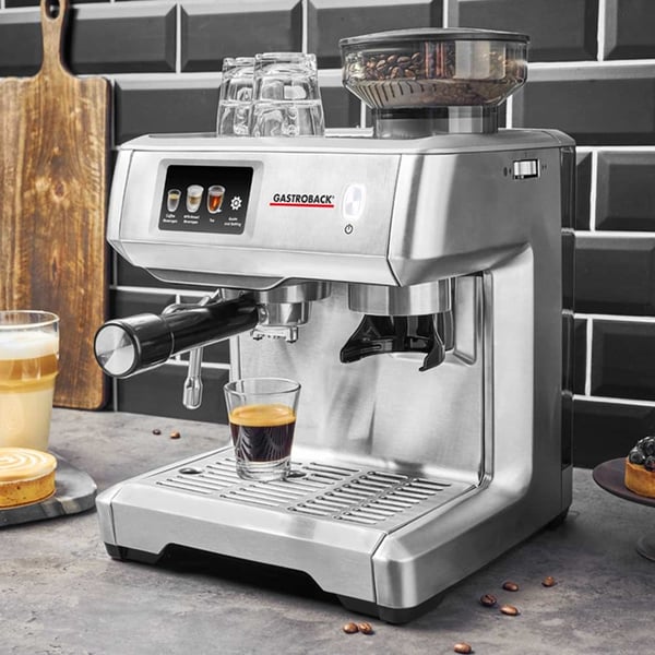 Gastroback Design Espresso Barista Touch, Espressomaskin, 2 l, Kaffe bønner, Kaffe pute, Malt kaffe, Innebygd kaffekvern, 1600 W, Rustfritt stål