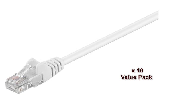 MicroConnect - Nettverkskabel - RJ-45 (hann) til RJ-45 (hann) - 5 m - UTP - CAT 5e - flertrådet - hvit (en pakke 10)