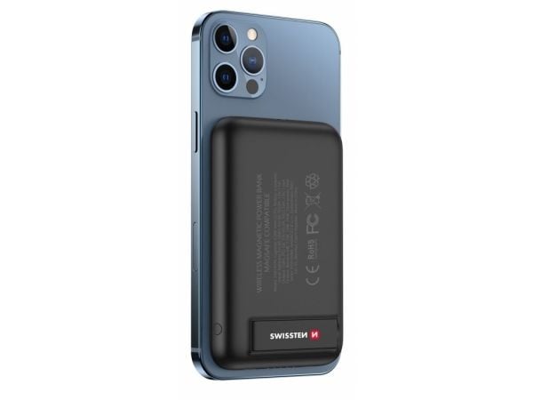 Swissten 22013970, 5000 mAh, Langaton lataaminen, Musta