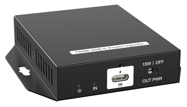 VivoLink - Strøminjektor - USB-C, w/HDMI out - AC 100-230 V - 140 watt - utgangskontakter: 1 - svart