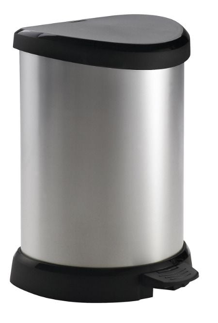Curver Pedal Bin, 20 l, Andra, Plast, Metall, Silver, Svart, Pedal, Plast