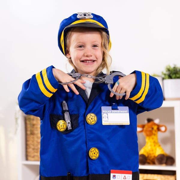 Melissa & Doug MPP RLP PoliceOfficerCstmRlplySet GML, Fancy kostyme, Barn, Unisex, Uniform, Politi, Blå, Gult