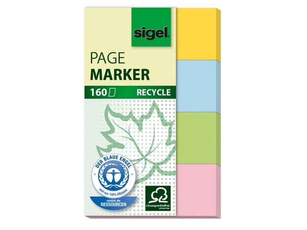 Sigel PageMarker - Sidemarkør - 20 x 50 mm - 160 ark - gul, blå, grønn, rød