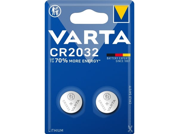 Varta 06032, Kertakäyttöinen akku, CR2032, Litium, 3 V, 2 kpl, 230 mAh