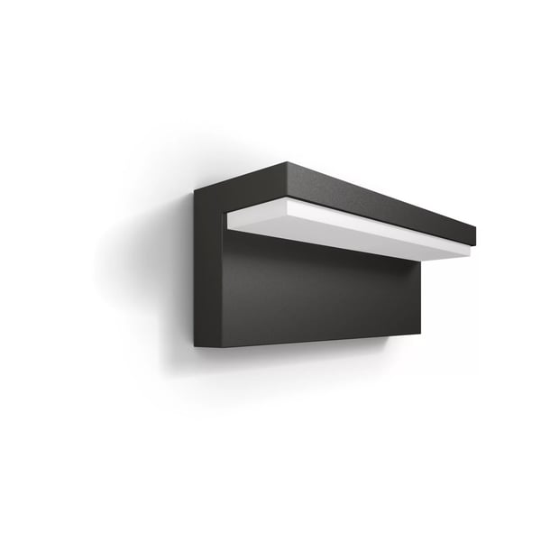 Philips myGarden Bustan - Vegglampe - LED x 2 - total: 9 W (ekvivalent 80 W) - klasse F - varmt hvitt lys - 2700 K - L-type - antrasittgrå