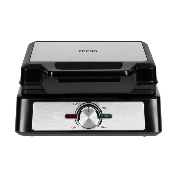 Teesa Wafelijzer zeer compact model 1600 Watt, 2 våffla/våfflor, Rektangulär, Svart, Rostfritt stål, Aluminium, Rostfritt stål, 0,75 m, 1600 W