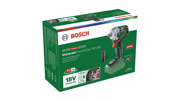 Bosch ImpactDrive 18V-350, Slagtrekker, Pistolhåndtak, 1/2", Hurtigutløsende chuck, Svart, Grønn, 2300 RPM - SOLO