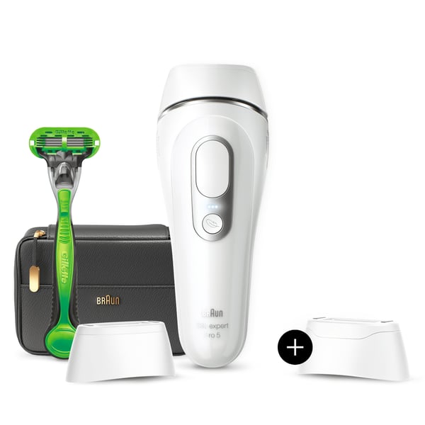Braun Silk-expert Pro 5 PL5145 IPL-karvanpoistolaite, hopea/valkoinen