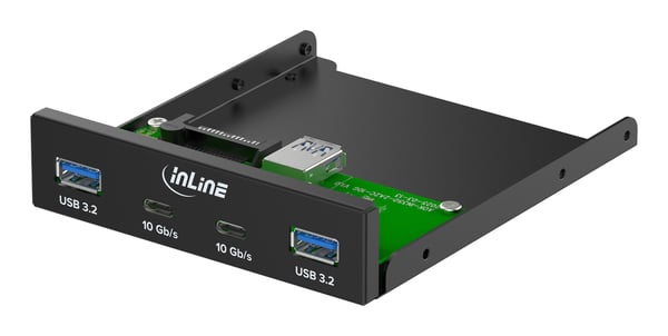 InLine 33456C, 8,89 cm (3.5"), I / O-portarspanel, Svart, Metall, 10 Gbit/s, VL822