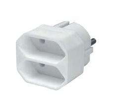 Vivanco 2-way Euro adapter, Valkoinen, 1x CEE 7/4, Male 2x CEE 7/16, Female