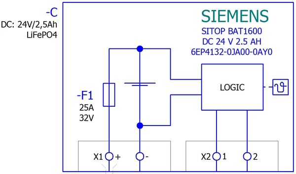 Siemens 6EP4132-0JA00-0AY0 erikoisakku LiFePO₄ 24 V, 1 kpl, 2,5 VAh, CE, REACH, 156 mm, 260 mm, 125 mm, 230 mm