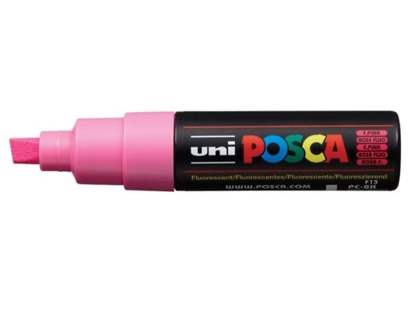 POSCA PC-8K, Vaaleanpunainen, Monivärinen, Fluorescent Pink, 1 väriä, Vesipohjainen muste, Taltan pää