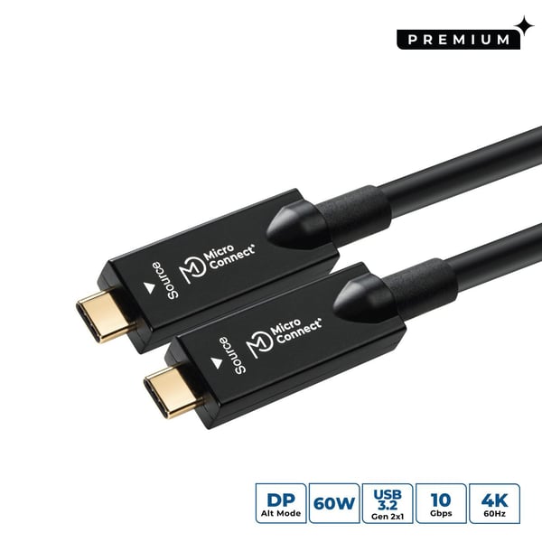 MicroConnect Premium - USB-kabel - USB-C (hane) till USB-C (hane) - USB 3.2 Gen 2 - 10 m - inomhus, hybrid aktiv optisk kabel, 4K60Hz (3840 x 2160)...