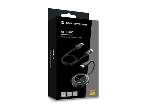 Conceptronic ATHERIC02B, Dongel, HDMI/USB, 1920 x 1080 piksler, Svart, 30 m, USB